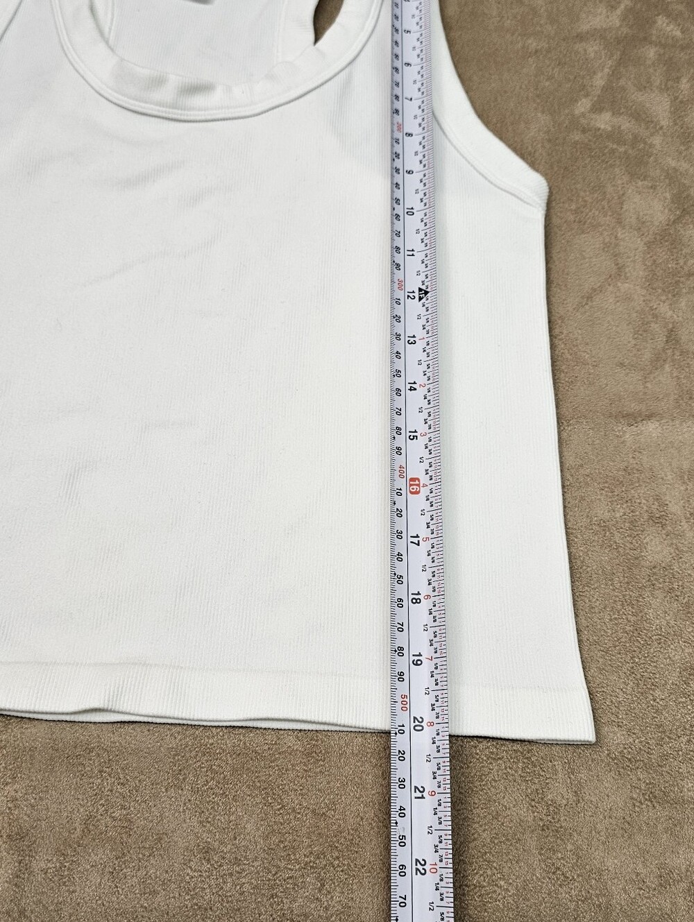Reflex White 92% Nylon Seamless Ribbed Racerback Tanktop - Picture 5 of 5